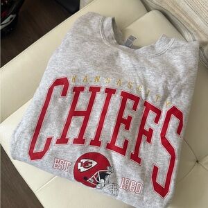 Gildan Gray Sweatshirt with Red and Yellow Print